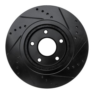 Nissan Sentra Brake Rotor (1) - Front Left - R1 Concepts - Drilled & Slotted - Black - `07-`15